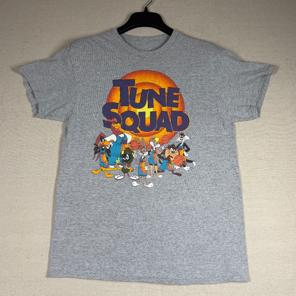 Vintage Space Jam Tune Squad T Shirt Gray Looney Tunes Basketball Tee Adult L
